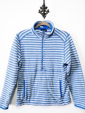 Patagonia Better Sweater 1/4 Zip Size L Blue White Striped Quarter Pullover